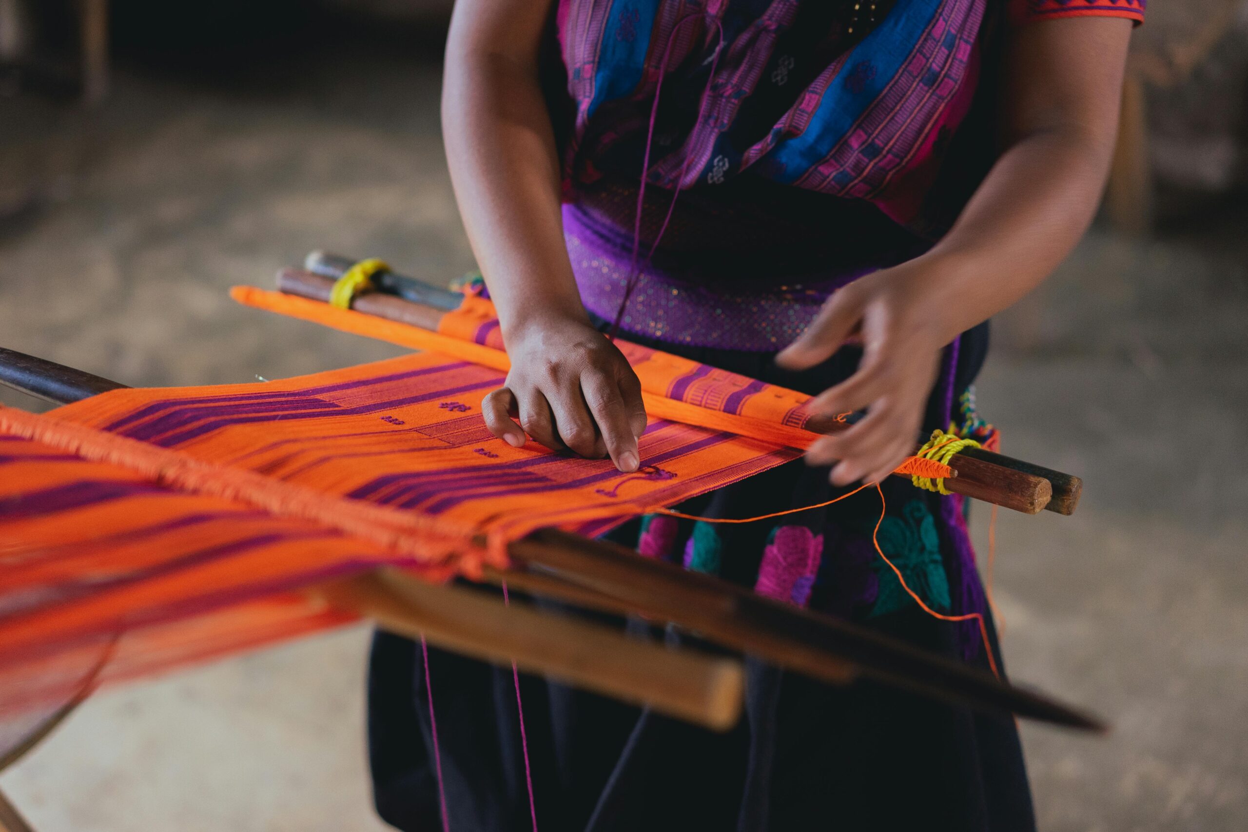 traditional Thai sarong making in Isan region Northern Thailand
